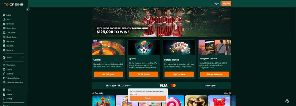 TG Casino Home Page - New Online Casinos With Telegram Integration